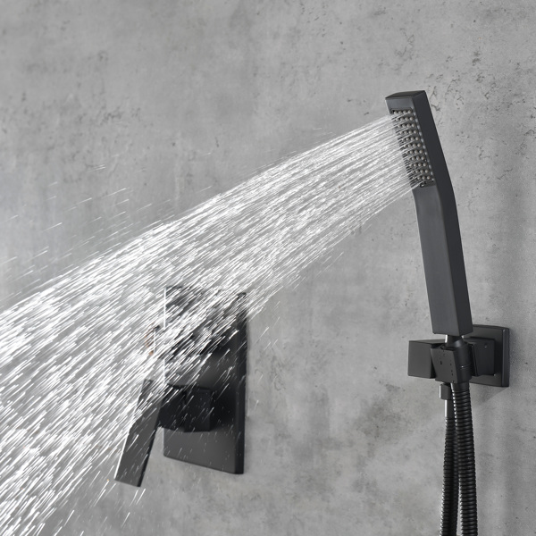  Matte Black Shower Set System Bathroom Luxury Rain Mixer Shower Combo Set Ceiling Mounted Rainfall Shower Head Faucet 