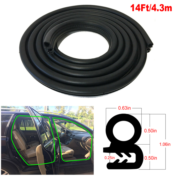 14 ft Anti-noise Rubber Car Door Weatherstrip Body Mounted Front Left or Right