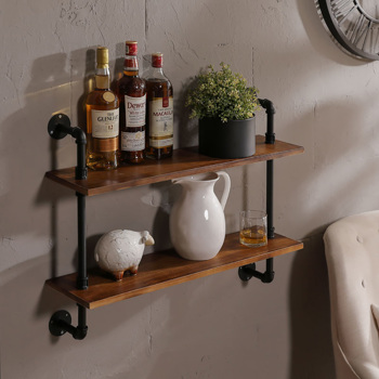Indiana 2 Tier Floating Wall Shelves Industrial Pipe