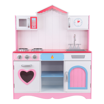 Ridgeyard Kitchen Toys, Play Kitchen, Kitchen with Accessories, Toy Kitchen, Wooden Play Kitchen, Children\\'s Play Kitchen for 3-9 Years Kitchen Toys Role Play(Pink）