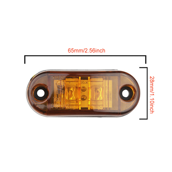 10Pcs Marker Lights 2.5" LED Truck Trailer Oval Clearance Side Light Amber+Red