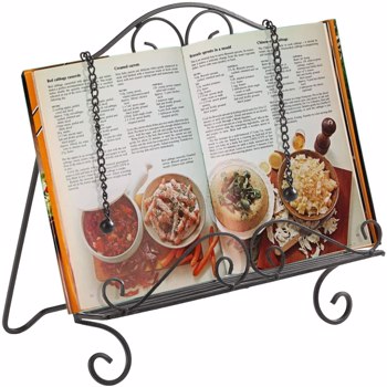 Metal Cookbook Holder Recipe Book Stand for Kitchen, Vintage Scrollwork