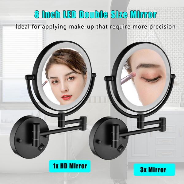  LED Wall Mount Two-Sided Magnifying Makeup Vanity Mirror
