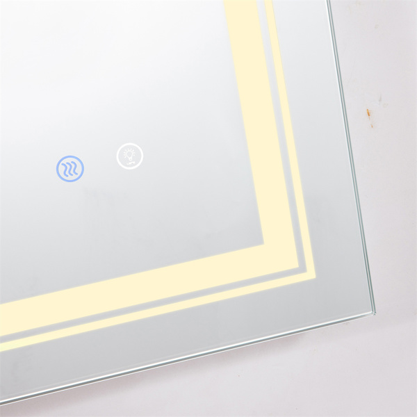 32 inch LED Lighted Bathroom Wall Mounted Mirror with High Lumen+Anti-Fog Separately Control+Dimmer Function