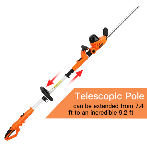 2IN1 Corded Telescopic Pole Hedge Trimmer Long Reach Lightweight SK5 Blade 600W