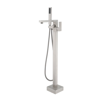 Freestanding Bathtub Faucet Tub Filler Brushed Nickel Floor Mount Bathroom Faucets Brass Single Handle with Hand Shower
