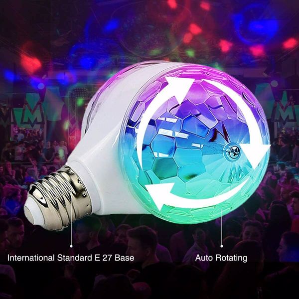 E27 6W Double-Headed LED Ball Stage RGB Light Bulb Rotating Lamp KTV Party Disco