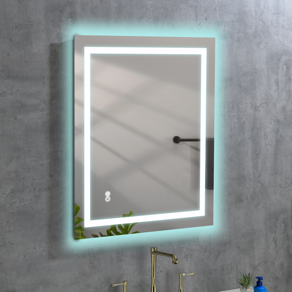 LED Lighted Makeup Mirror For Bathroom Vanity With Touch Bottom For Color Temperature, Brightness&Defogger, Ultra-Thin Wall Mounted Mirror With High Lumen
