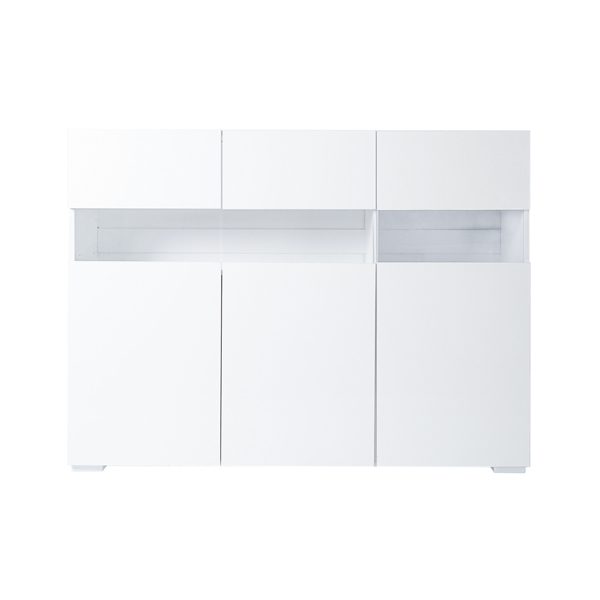 Modern white side cabinet with LED lights,high glossy front living room side storage cabinet