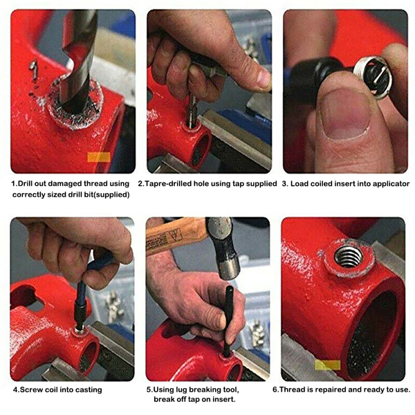 M6 x 1mm Metric Thread Repair Insert Kit M6 Car Pro Coil Tool