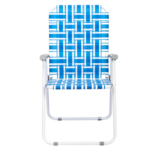 2pcs Steel Tube PP Webbing Bearing 120kg Folding Beach Chair Blue& White Strip 