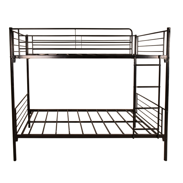 Twin-Over-Full Bunk Bed with Metal Frame and Ladder, Space-Saving Design, Black