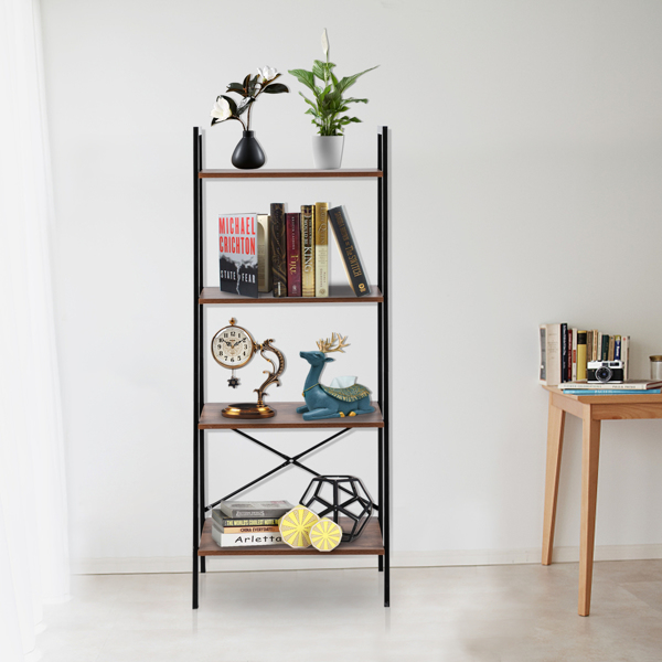 Simple And Beautiful Four Story Steel Wood Bookshelf