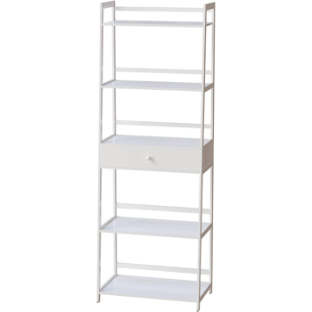 WTZ Bookshelf, Ladder Shelf with Drawers, 5 Tier Tall Bookcase, Modern Open Book Case for Bedroom, Living Room, Office, BC-239 White