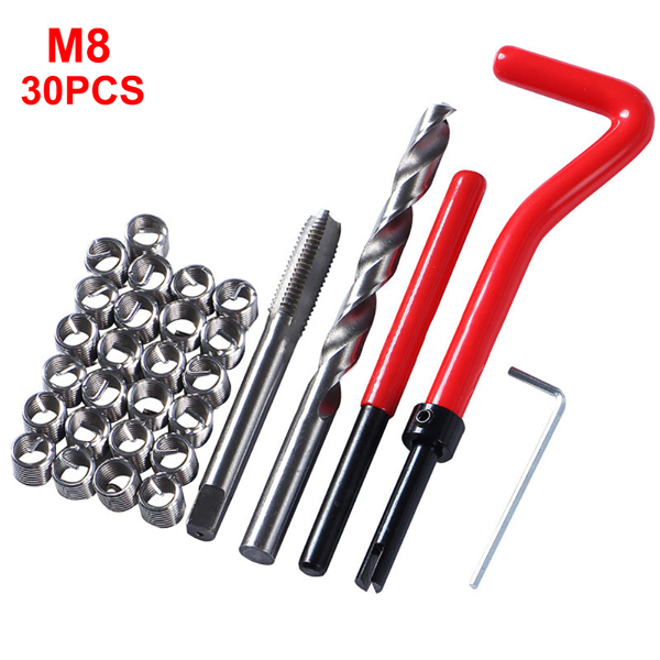 M8 X 1.25mm Metric Thread Repair Insert Kit Car Pro Coil Tool