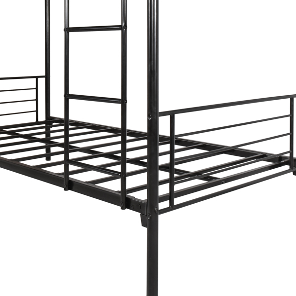 Twin-Over-Full Bunk Bed with Metal Frame and Ladder, Space-Saving Design, Black