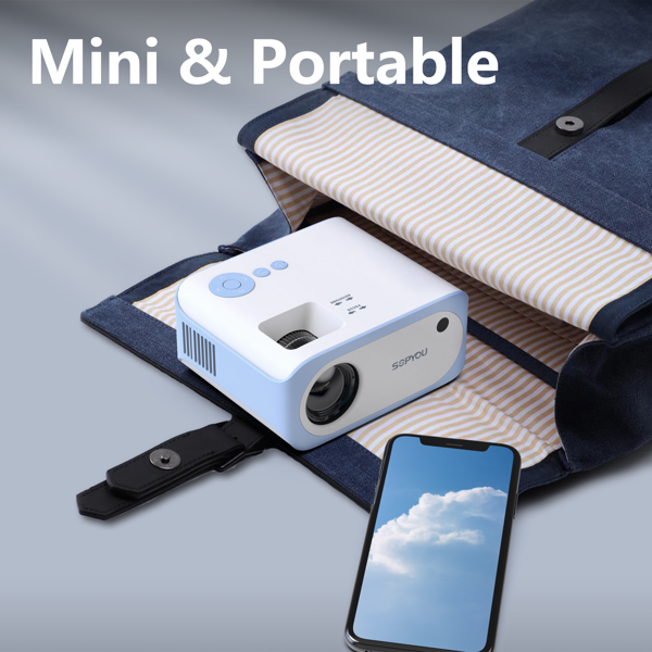 Mini Projector, Native 1080P Full HD 9000L SOPYOU Movie Outdoor Projector 4K Supported with 360° Tripod, Video Mini Portable Projector for HDMI, USB,TV Stick, PS5, iOS & Android（Shipment from FBA）
