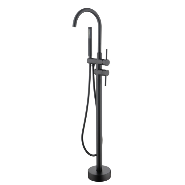 Mount Bathtub Faucet Freestanding Tub Filler Matte Black Standing High Flow Shower Faucets with Handheld Shower Mixer Taps Swivel Spout