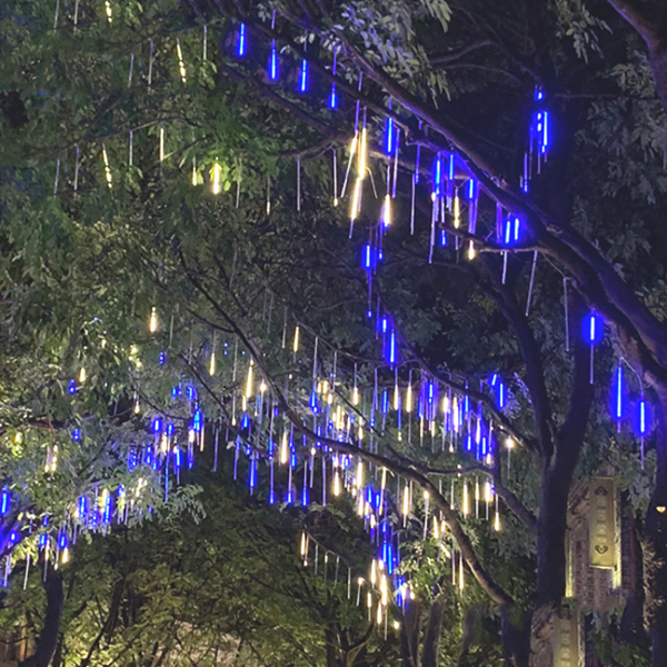 Solar LED Light Meteor Shower Falling Rain Xmas Tree String Outdoor Garden Decor