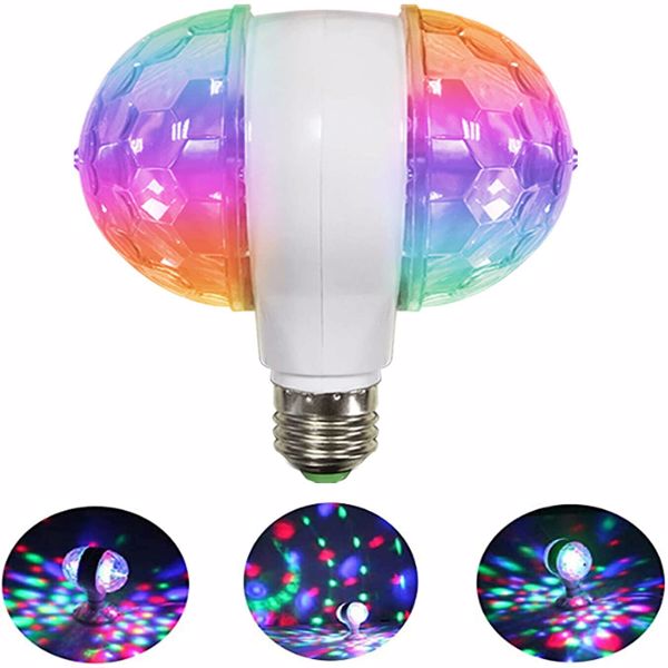 E27 6W Double-Headed LED Ball Stage RGB Light Bulb Rotating Lamp KTV Party Disco