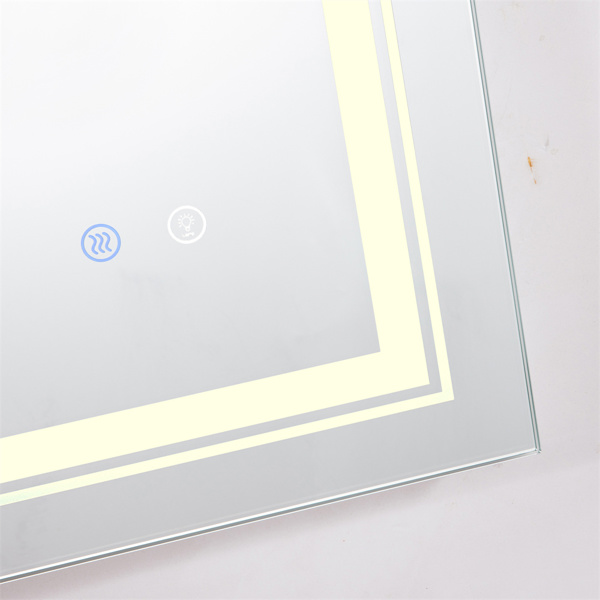 32 inch LED Lighted Bathroom Wall Mounted Mirror with High Lumen+Anti-Fog Separately Control+Dimmer Function