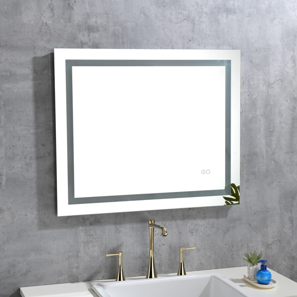 LED Lighted Makeup Mirror For Bathroom Vanity With Touch Bottom For Color Temperature, Brightness&Defogger, Ultra-Thin Wall Mounted Mirror With High Lumen