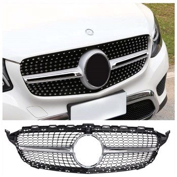 LEAVAN Gloss Black GT R Grille for Mercedes-benc C Class 2015-2018 W205 C250 C300 C400 W/ Camera   Hole