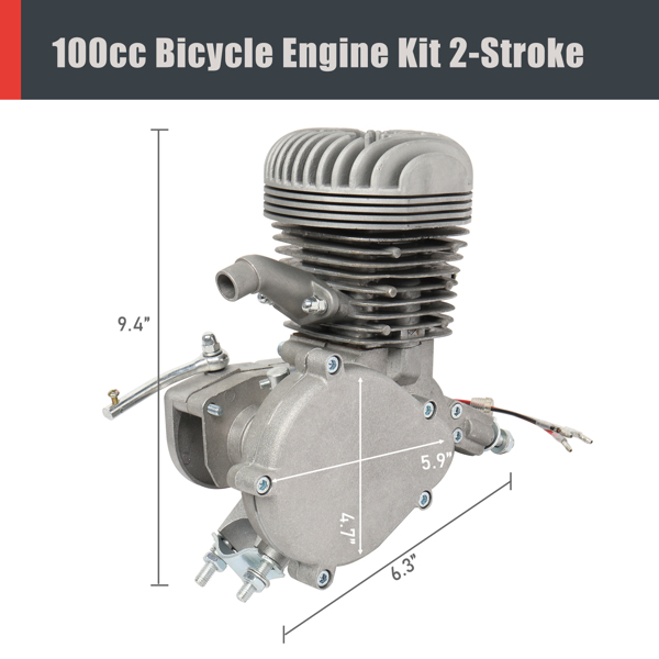 100cc Large Cylinder Head Cooling Model 2.8kw 6000r/Min Maximum Speed 50km/h Bicycle Modification Parts Silver