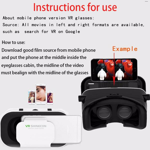 Virtual Reality VR 3D Glasses With Remote for 4.7-6" Android IOS iPhone Samsung