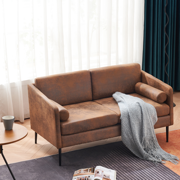 134*71*74cm Hot Stamping Cloth With Pillow Two-seater Surrounding Chair Indoor Two-seater Sofa Brown