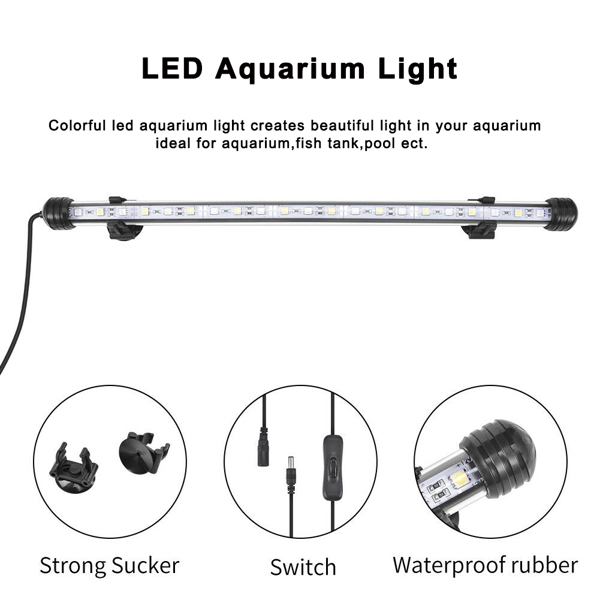 Submersible Air Bubble Aquarium Fish Tank RGB LED Light Bar Strip Lamp+Remote US