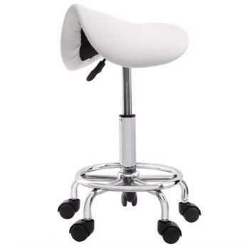 PanelTech Adjustable White Hydraulic Salon Stool Saddle Chair PU leather Tattoo Facial Massage Spa Bar Kitchen Chair