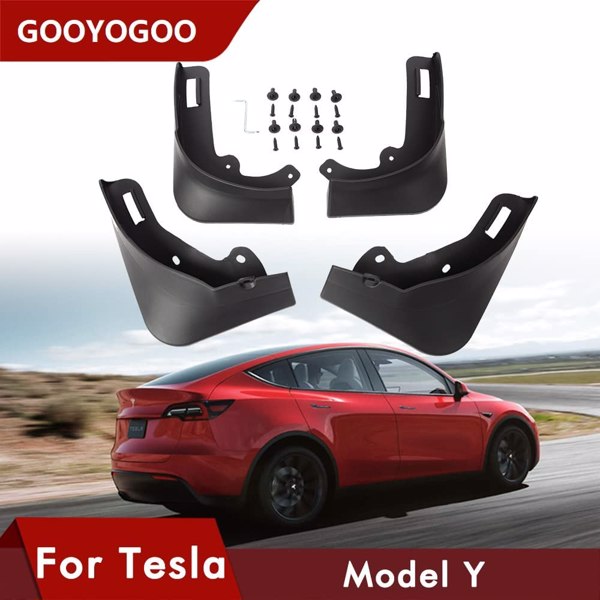 GOOYOGOO Tesla Model Y Mud Flaps Front Rear Splash Guards Fender Kit （Set of 4） No Need to Drill Holes , Mudguards Fender Compatible with Tesla Model Y 2020-2022（Shipment from FBA）