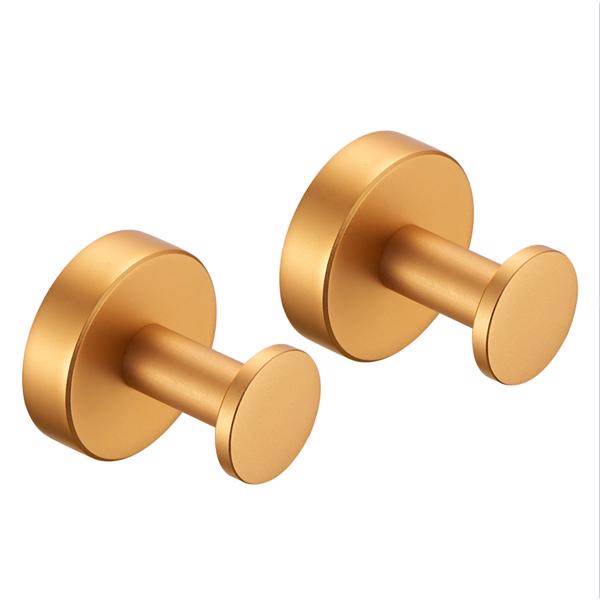 Round Base Wall Hanging Towel Hook with Screws- Brushed Gold Coat Hook, 2 Pack, for Entry Shoe Cabinet, Wardrobe Bathroom Bedroom Furniture Hardware[Unable to ship on weekends, please place orders wit