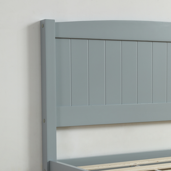 FCH Queen Pine Single-Layer Core Vertical Stripe Full-Board Curved Headboard With The Same Bed Tail Wooden Bed Grey