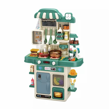 Kitchen Play Set, 48 Piece Boys & Girls Toy Kitchen Set, Kitchen Toys with Realistic Lights and Sounds, Simulate Sprinkler and Play Sink, Green