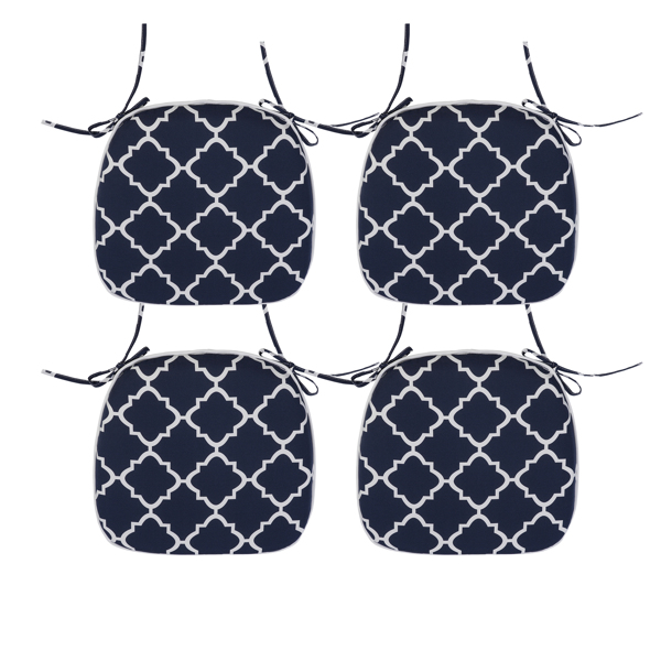 4 PCS Set Outdoor Chair Cushions Seat Cushions with Straps, Patio Chair Pads（Navy Blue Color）