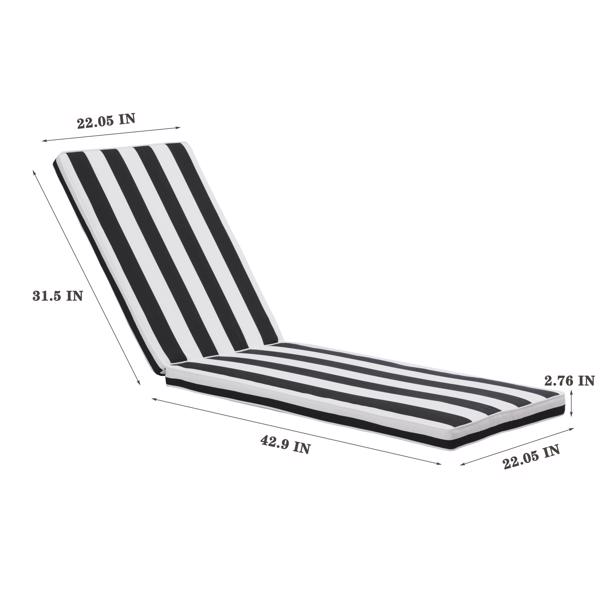 Outdoor Lounge Chair Cushion Replacement Patio Funiture Seat Cushion Chaise Lounge Cushion（Black/White Color） [Sale to Temu is Banned.Weekend can not be shipped, order with caution]