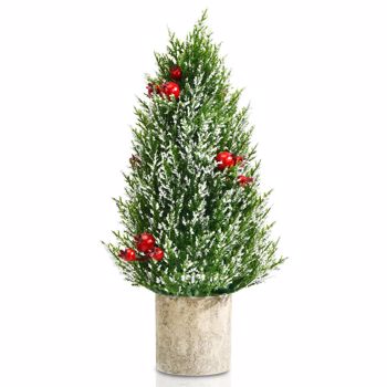 18.5\\" Snowy Tabletop Christmas Tree w/ 170 PE Branch Tips & Pulp Base 