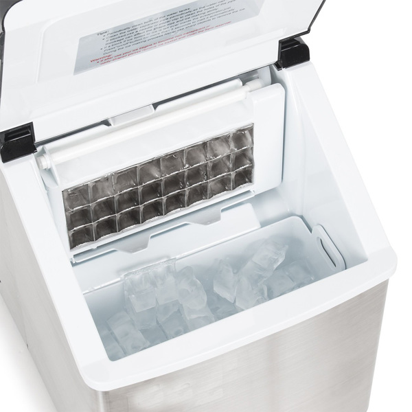 Countertop Ice Maker Machine, Portable Ice Makers Countertop, ,Make 24 pieces of ice at a time，silver