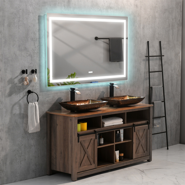 60 in. W x 36 in. H Frameless LED Single Bathroom Vanity Mirror in Polished Crystal