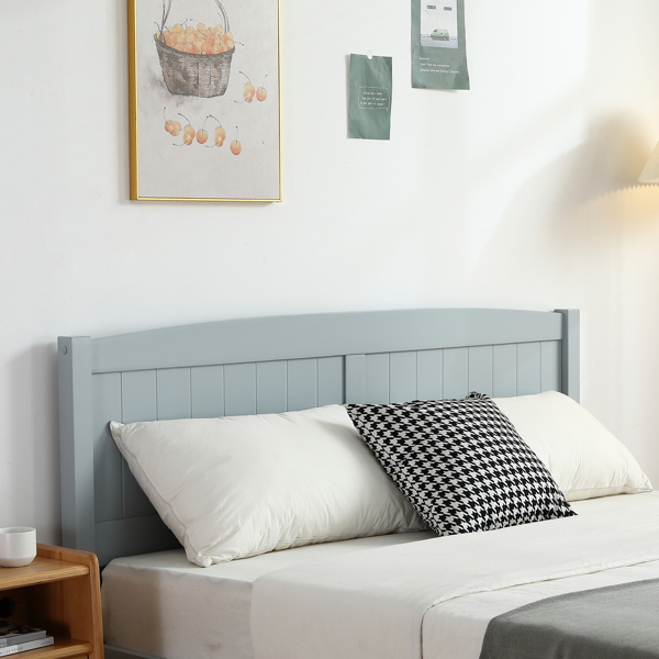 FCH Queen Pine Single-Layer Core Vertical Stripe Full-Board Curved Headboard With The Same Bed Tail Wooden Bed Grey