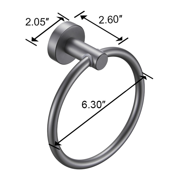 Towel Ring Gun Grey, Bath Hand Towel Ring Thicken Space Aluminum Round Towel Holder for Bathroom[Unable to ship on weekends, please place orders with caution]