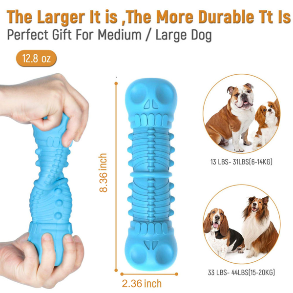 Dog Chew Toys, Dog Toys for Aggressive Chewers Indestructible Dog Squeaky Toys for Large/Medium Breed,Interactive Durable Puppy Teething chew Toys,Dog Toothbrush with Natural Rubber