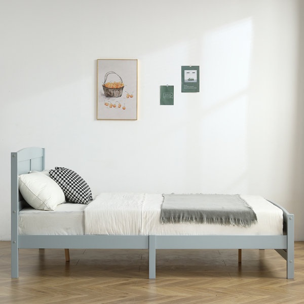 FCH Queen Pine Single-Layer Core Vertical Stripe Full-Board Curved Headboard With The Same Bed Tail Wooden Bed Grey