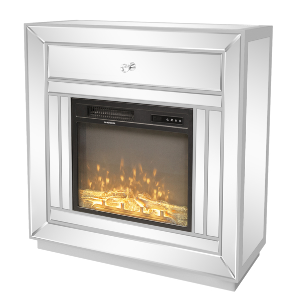 FCH 29.8* 31.7*13.9in Silver MDF with Mirror Surface TV Cabinet Fireplace Cabinet