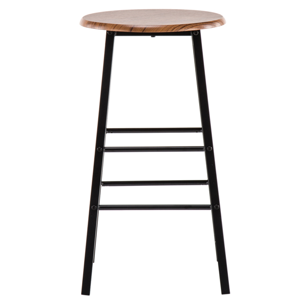 PVC Wood Grain Simple Bar Table Tound Bar Stool (One Table And Two Stools)