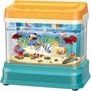 Parent Child Aquarium Musical Water Game Toy, Plastic Water Play Toys Baby Mini Fish Tank Toys,Growing Aquarium Toy for Kids Set of 5