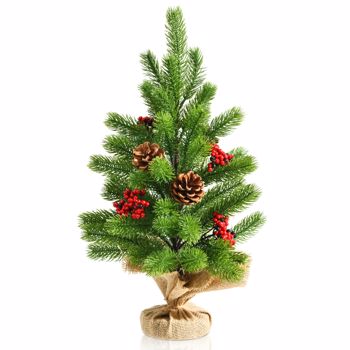 20\\" Tabletop PE Christmas Tree Holiday Decor w/ Pine Cones & Red Berries 