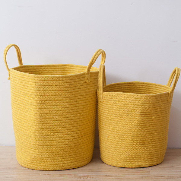 Cotton Rope Woven Storage Baskets with Strong Handles Nursery Laundry Basket Kids Toy Hamper